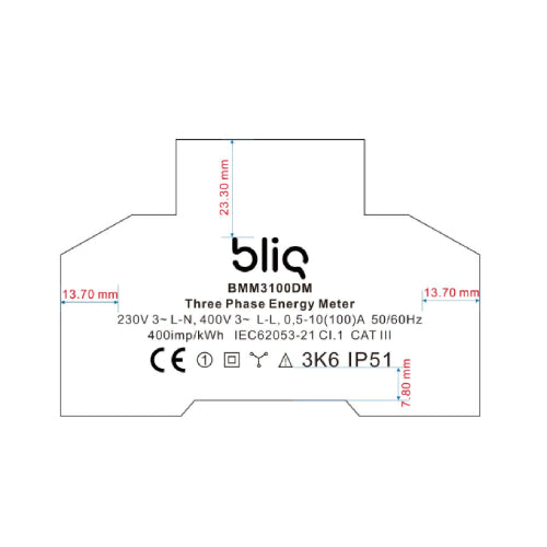 Bliq - 3 fase kWh meter BMM3100DM-MID (directe meter) refurbished